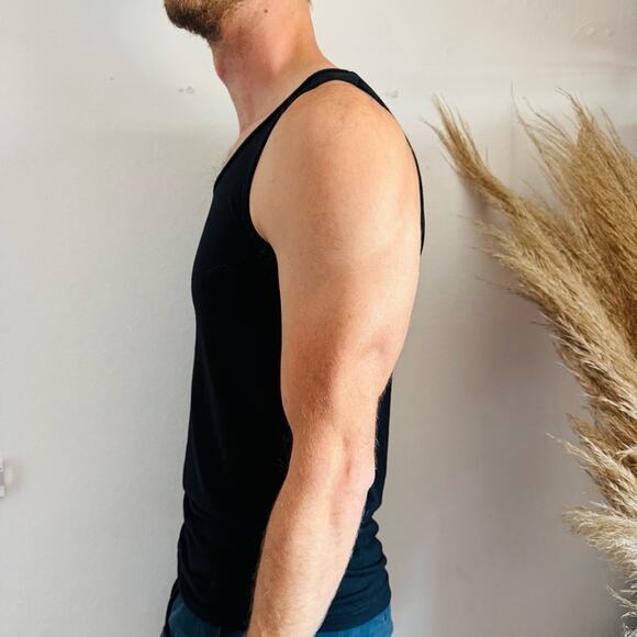 AMERICAN APPAREL Black Crew Neck Basic Unisex Muscle Tank Top Sleeveless Shirt M - Picture 5 of 10